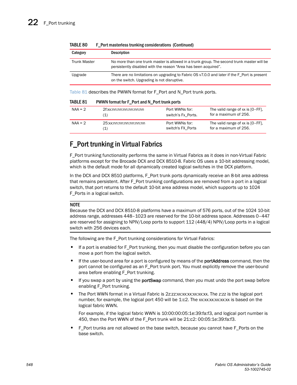 F_port trunking in virtual fabrics, Table 81 | Dell POWEREDGE M1000E User Manual | Page 548 / 666