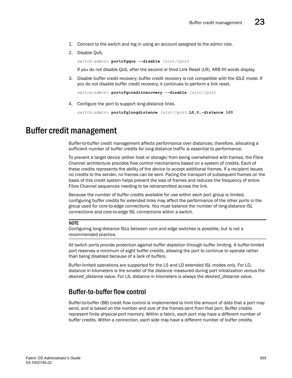 Buffer credit management, Buffer-to-buffer flow control | Dell POWEREDGE M1000E User Manual | Page 555 / 666