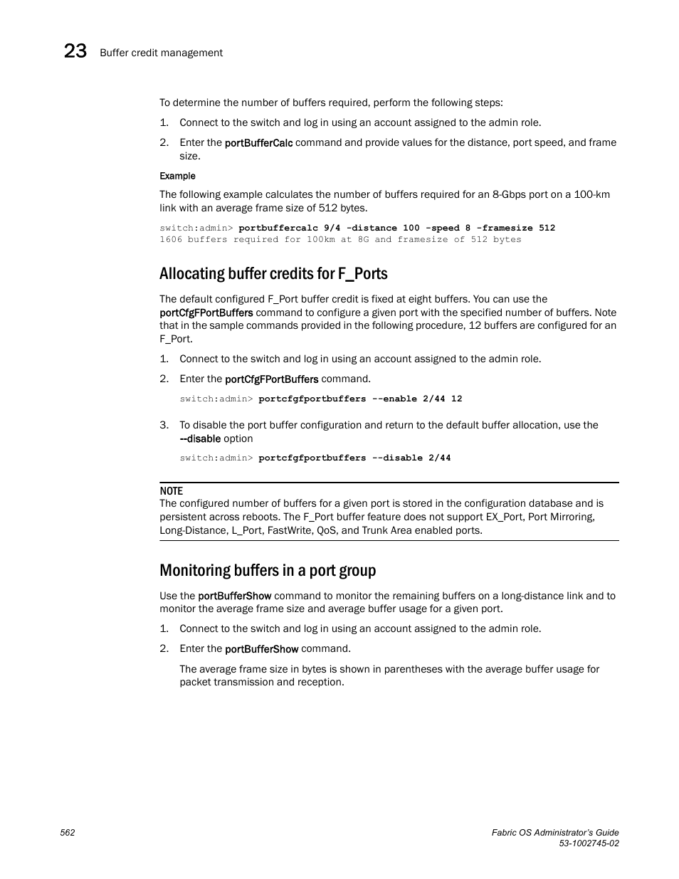 Allocating buffer credits for f_ports, Monitoring buffers in a port group | Dell POWEREDGE M1000E User Manual | Page 562 / 666