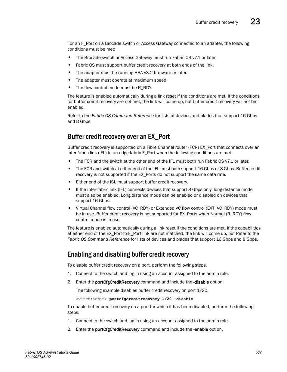 Buffer credit recovery over an ex_port, Enabling and disabling buffer credit recovery | Dell POWEREDGE M1000E User Manual | Page 567 / 666