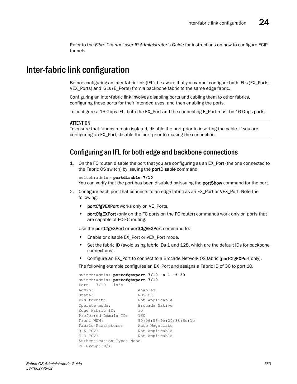 Inter-fabric link configuration, Inter-fabric link, Configuration | Dell POWEREDGE M1000E User Manual | Page 583 / 666