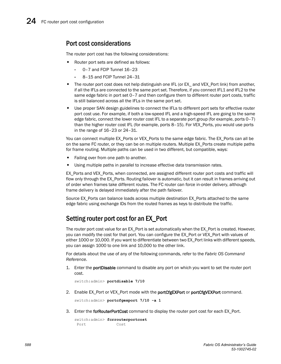 Port cost considerations, Setting router port cost for an ex_port | Dell POWEREDGE M1000E User Manual | Page 588 / 666