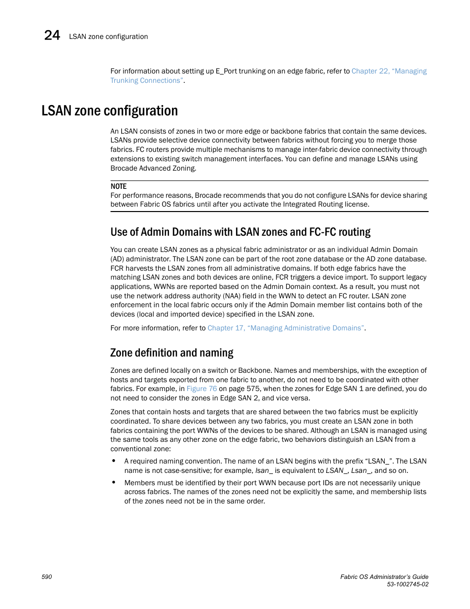 Lsan zone configuration, Zone definition and naming, Lsan zone | Configuration | Dell POWEREDGE M1000E User Manual | Page 590 / 666