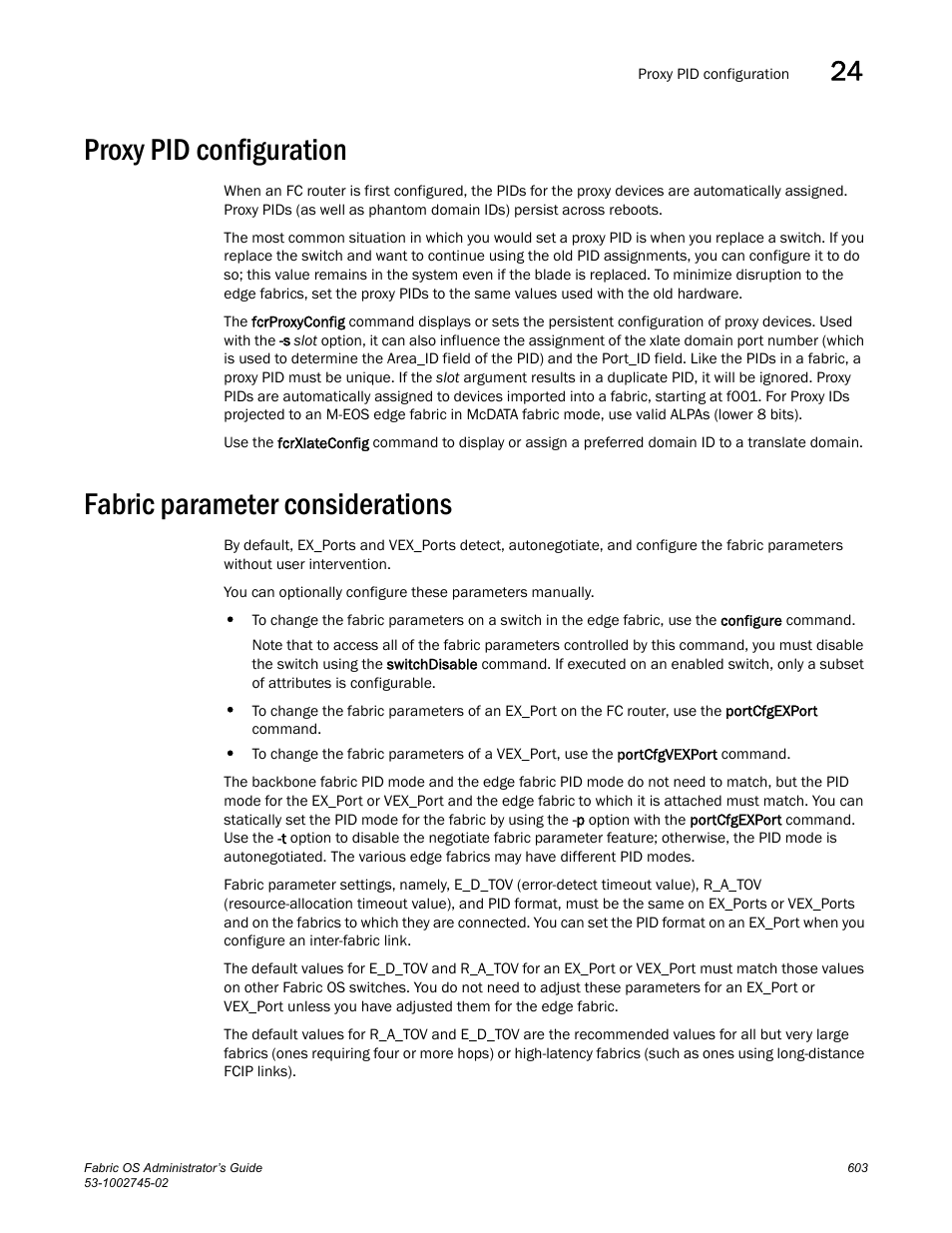 Proxy pid configuration, Fabric parameter considerations | Dell POWEREDGE M1000E User Manual | Page 603 / 666