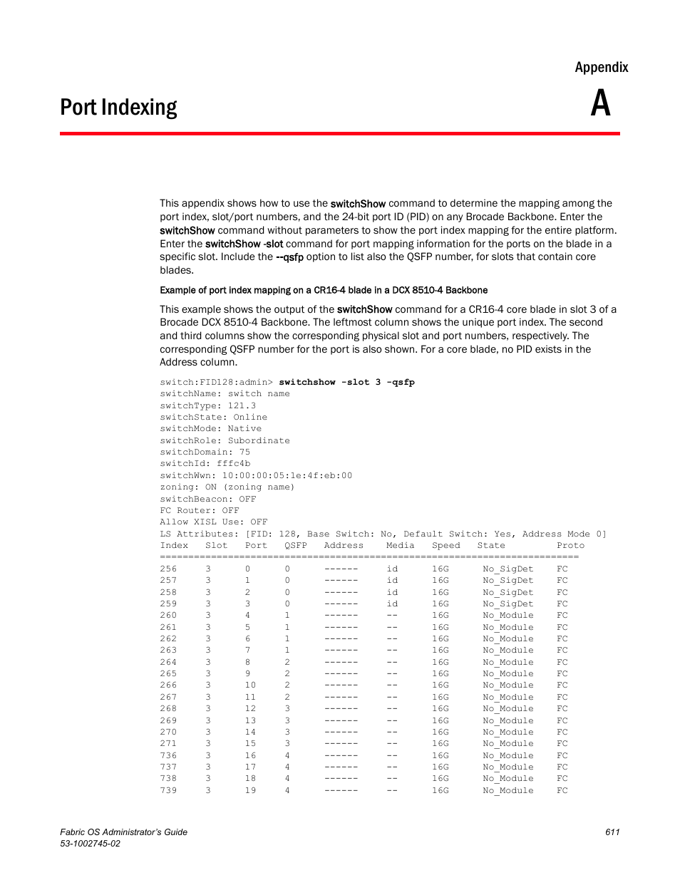 Port indexing, Appendix a, Appendix | Dell POWEREDGE M1000E User Manual | Page 611 / 666