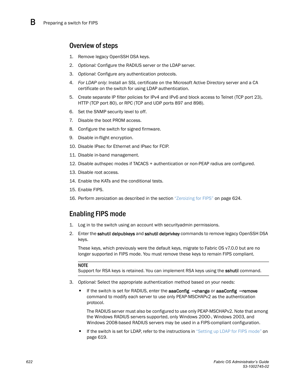 Overview of steps, Enabling fips mode | Dell POWEREDGE M1000E User Manual | Page 622 / 666