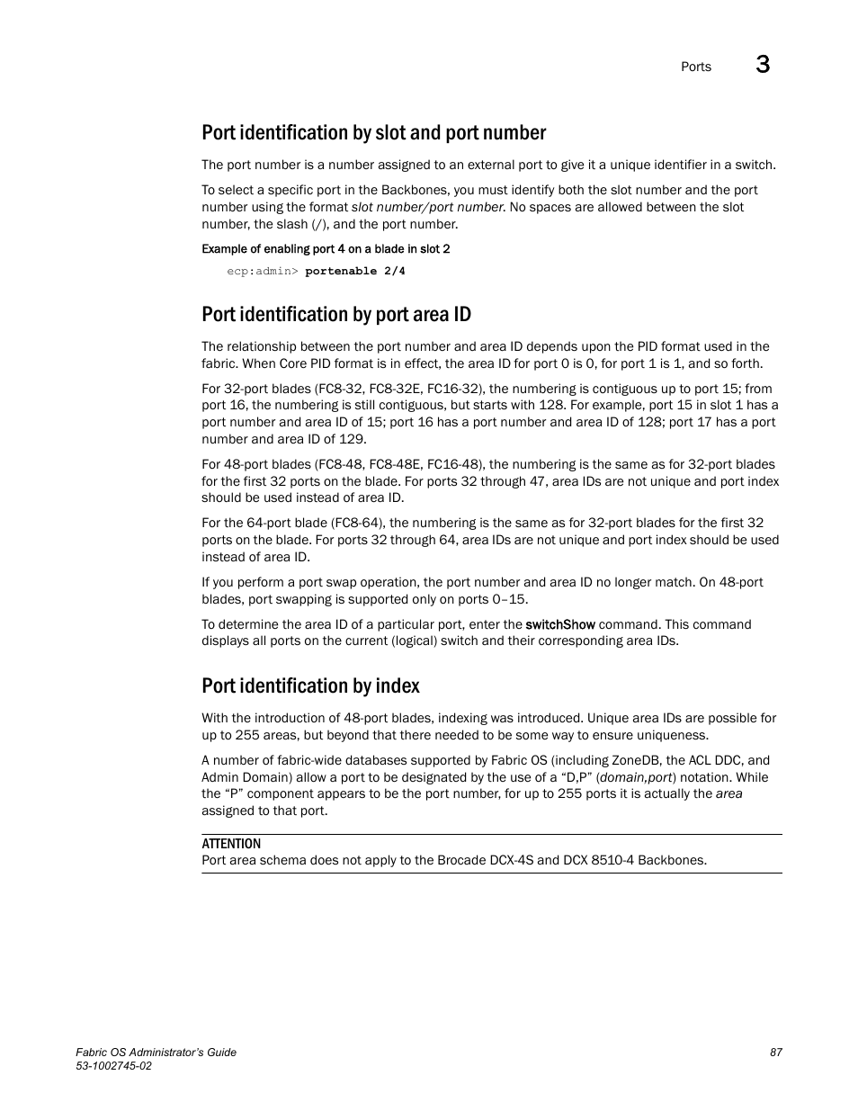 Port identification by slot and port number, Port identification by port area id, Port identification by index | Dell POWEREDGE M1000E User Manual | Page 87 / 666