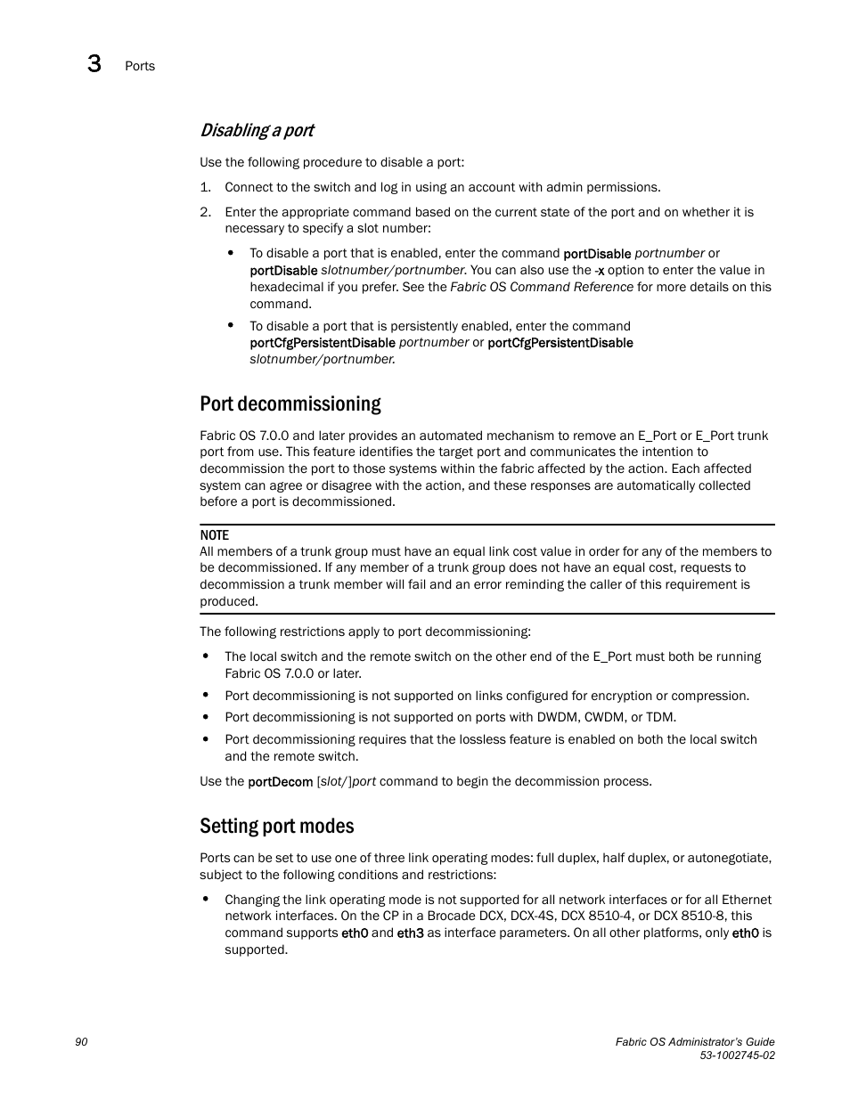 Disabling a port, Port decommissioning, Setting port modes | Dell POWEREDGE M1000E User Manual | Page 90 / 666