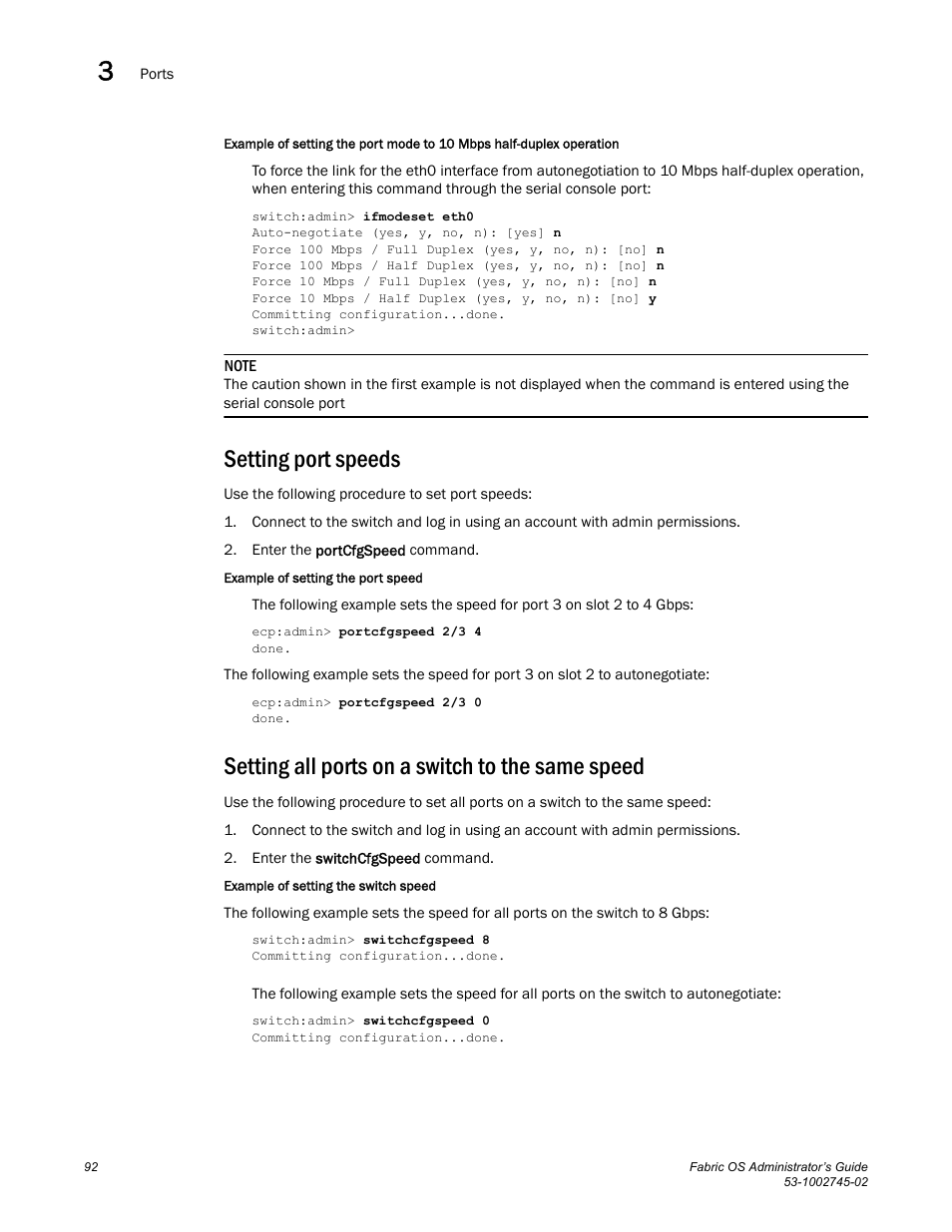 Setting port speeds, Setting all ports on a switch to the same speed | Dell POWEREDGE M1000E User Manual | Page 92 / 666