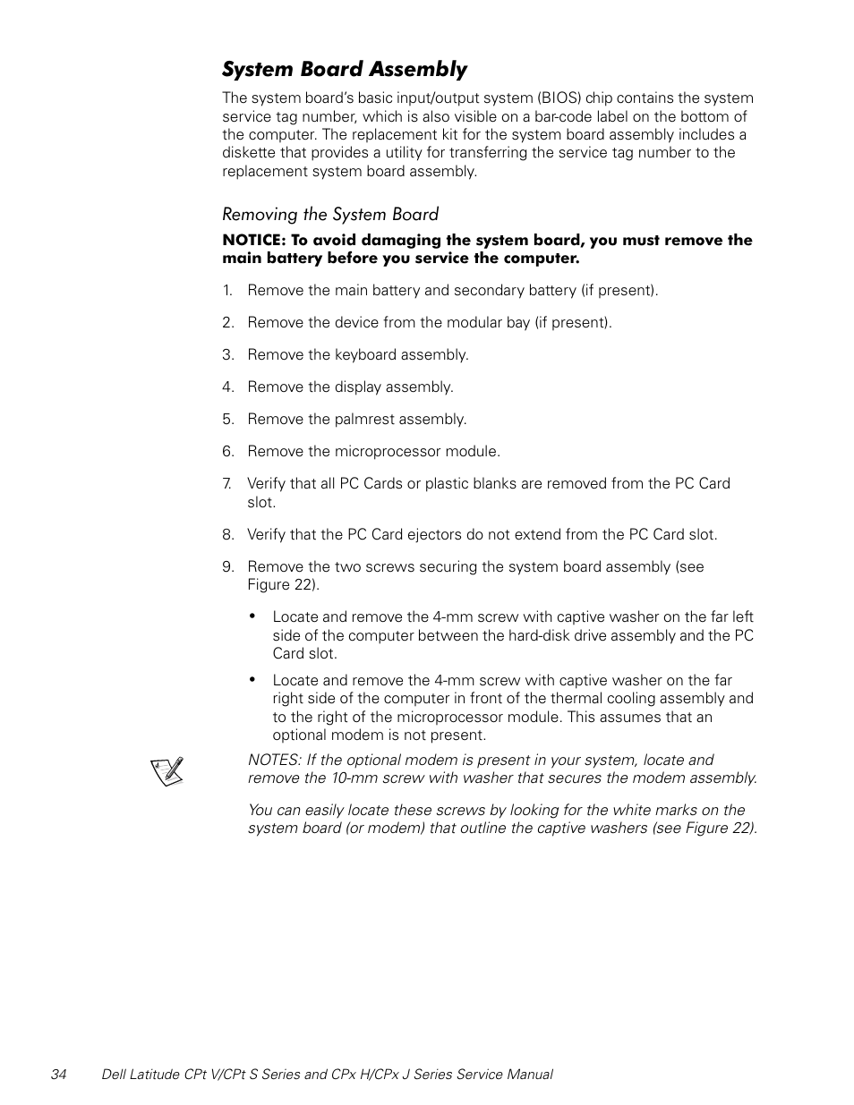 System board assembly, 6\vwhp%rdug$vvhpeo | Dell Latitude CPx H User Manual | Page 41 / 48