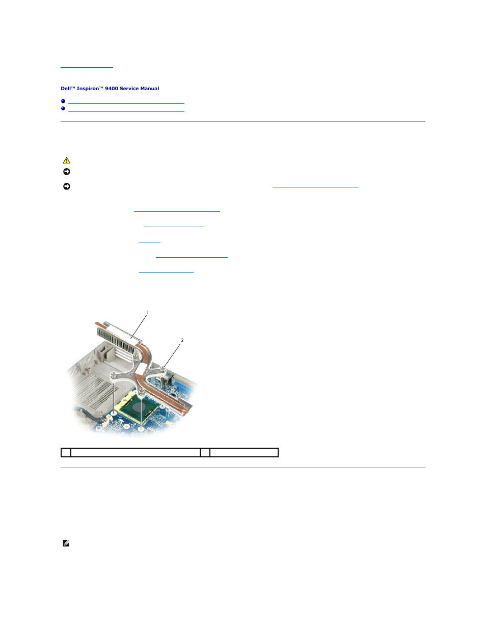 Processor thermal-cooling assembly, Removing the processor thermal-cooling assembly, Replacing the processor thermal-cooling assembly | Dell Inspiron 9400 User Manual | Page 18 / 56
