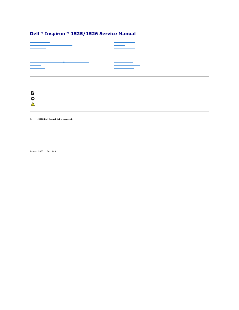 Dell Inspiron 1526 (Late 2007) User Manual | 51 pages