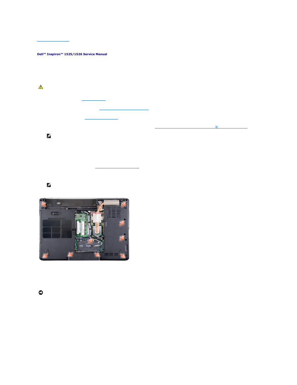 Palm rest, Removing the palm rest | Dell Inspiron 1526 (Late 2007) User Manual | Page 37 / 51