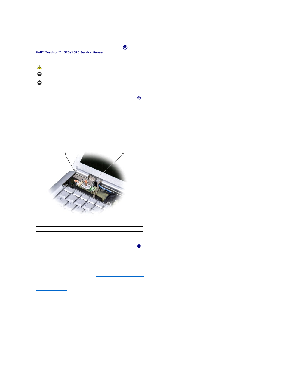 Internal card with bluetooth® wireless technology | Dell Inspiron 1526 (Late 2007) User Manual | Page 6 / 51