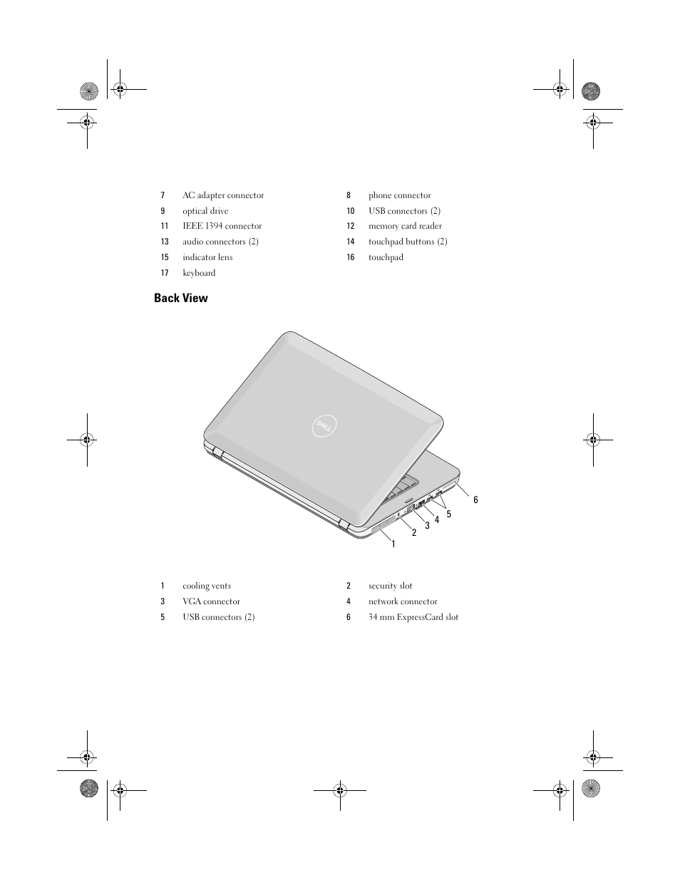 Back view | Dell Vostro 1088 (Mid 2009) User Manual | Page 2 / 6