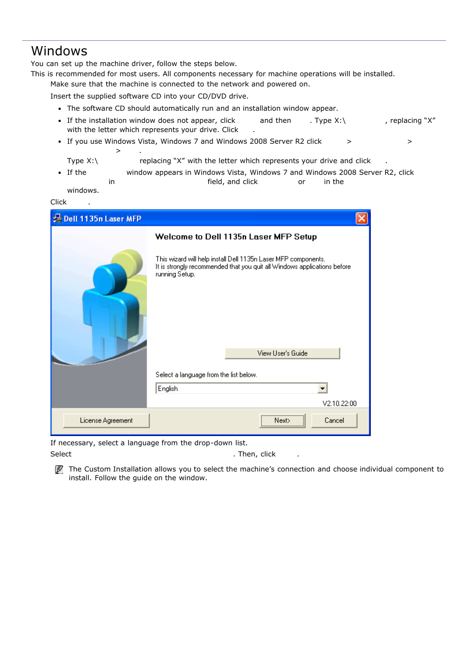 Installing network connected machine’s driver, Windows | Dell 1135n Multifunction Mono Laser Printer User Manual | Page 100 / 138