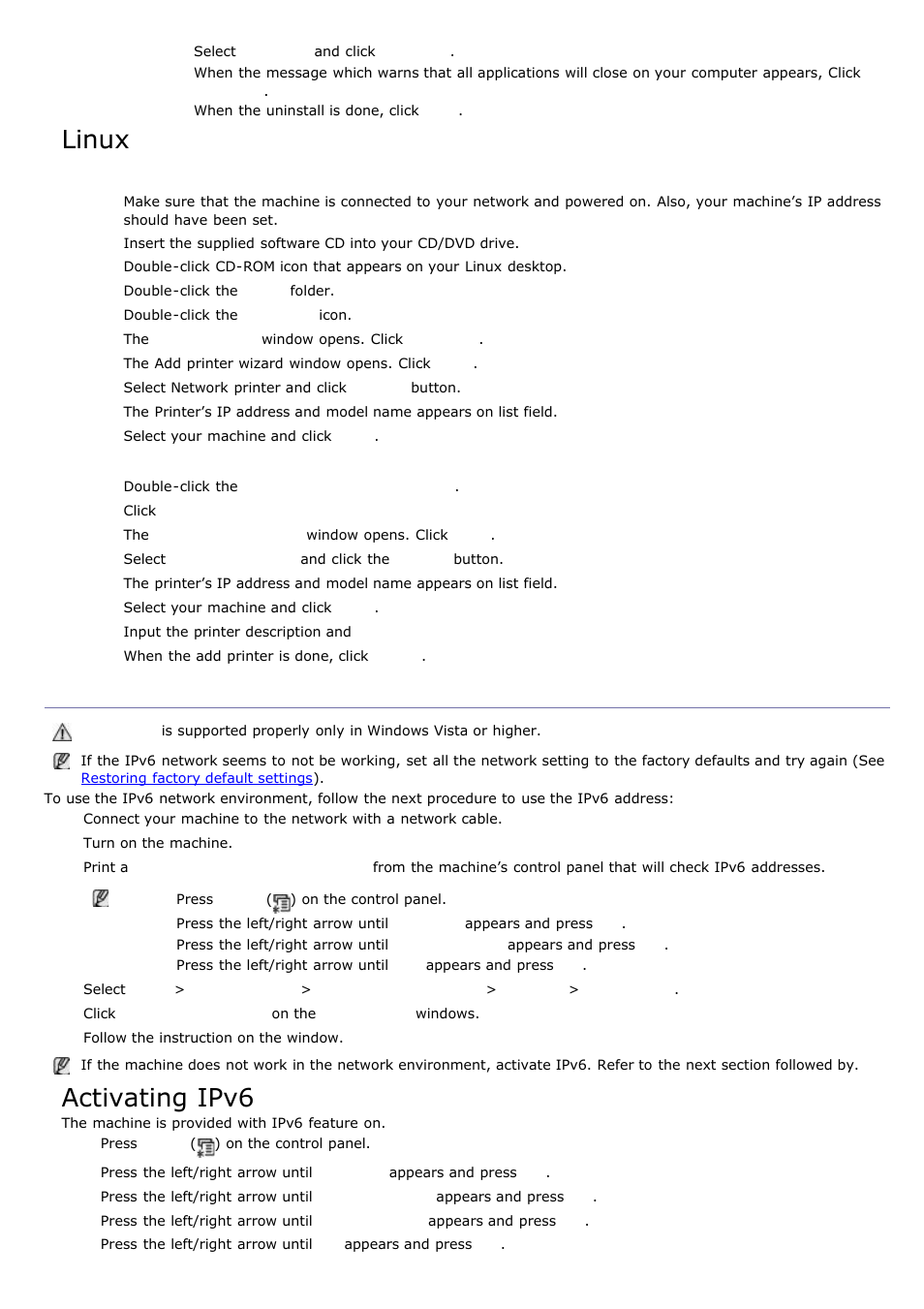 Ipv6 configuration, Linux, Activating ipv6 | Install linux driver, Add network printer | Dell 1135n Multifunction Mono Laser Printer User Manual | Page 103 / 138
