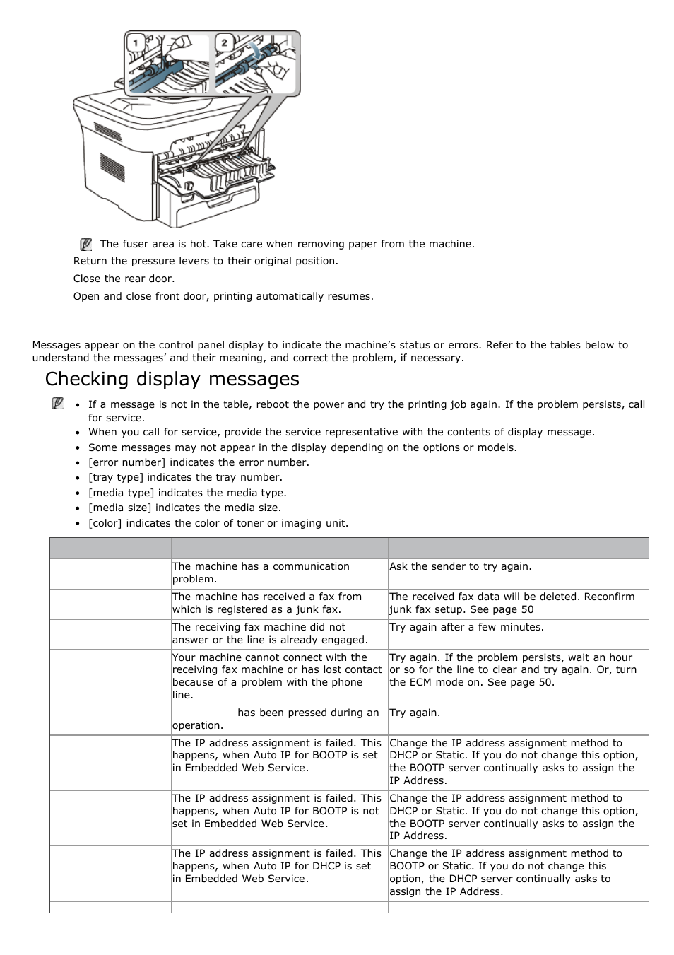 Understanding display messages, Checking display messages | Dell 1135n Multifunction Mono Laser Printer User Manual | Page 117 / 138