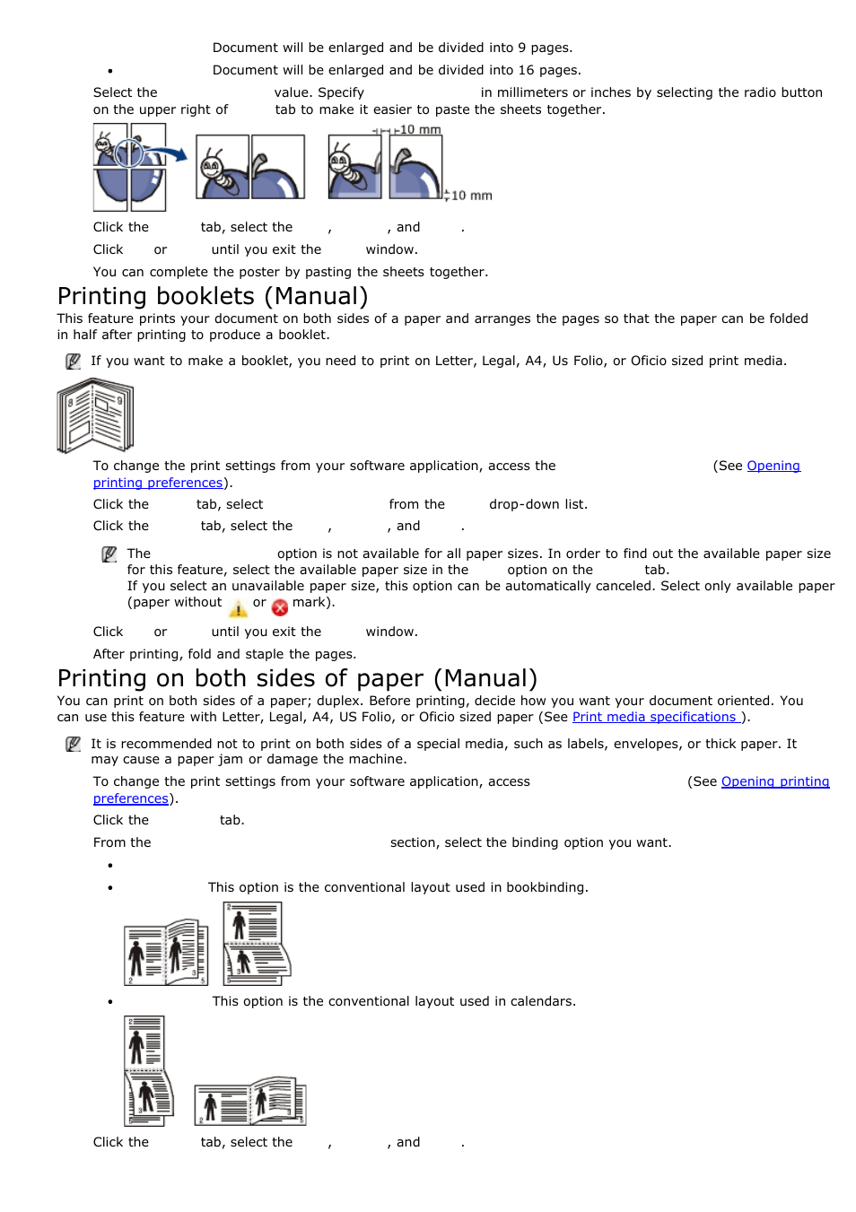 Printing on both sides of, Paper (manual), Printing booklets (manual) | Printing on both sides of paper (manual) | Dell 1135n Multifunction Mono Laser Printer User Manual | Page 33 / 138