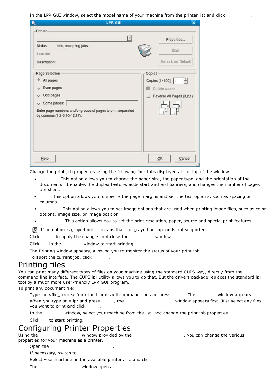 Printing files, Configuring printer properties | Dell 1135n Multifunction Mono Laser Printer User Manual | Page 40 / 138