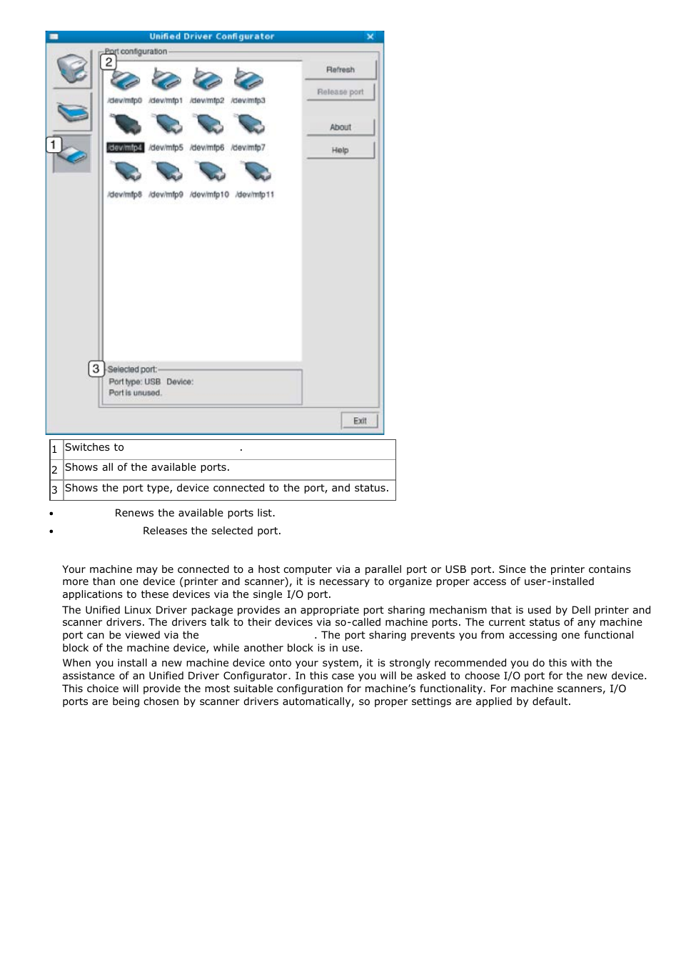 Sharing ports between printers and scanners | Dell 1135n Multifunction Mono Laser Printer User Manual | Page 84 / 138