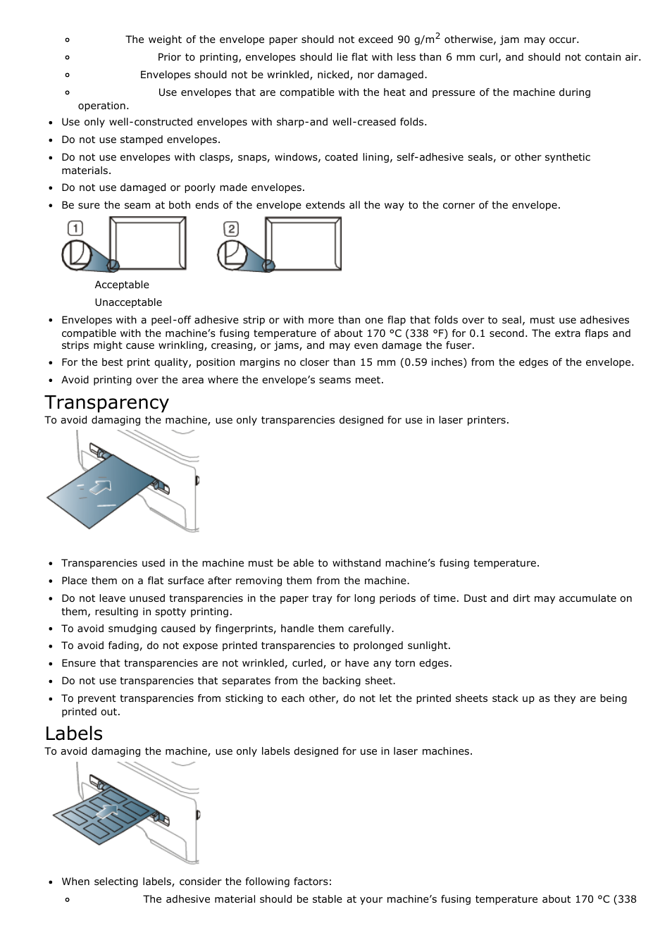 Transparency, Labels | Dell 1135n Multifunction Mono Laser Printer User Manual | Page 92 / 138