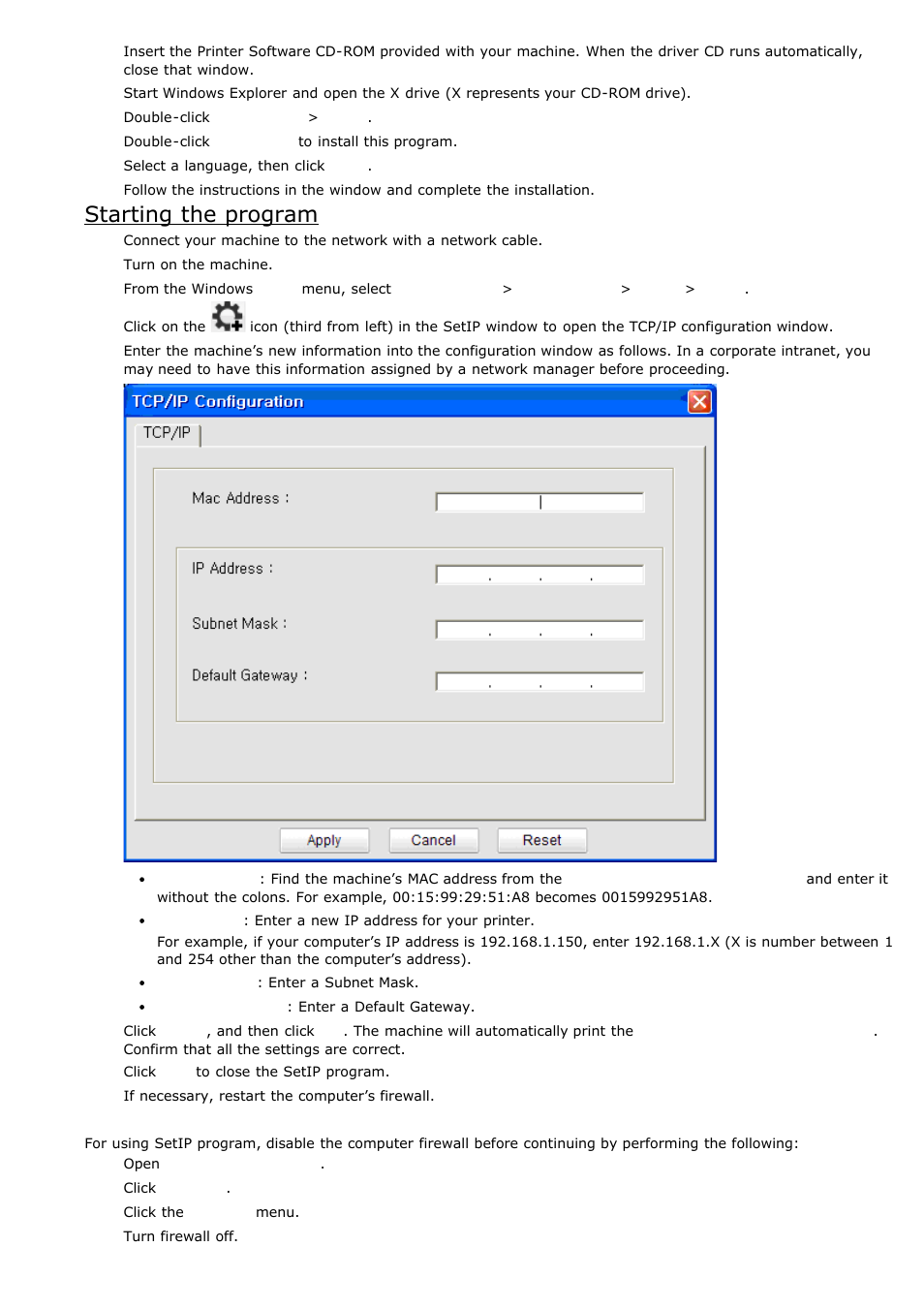 Ip setting using setip program (macintosh), Starting the program | Dell 1135n Multifunction Mono Laser Printer User Manual | Page 98 / 138
