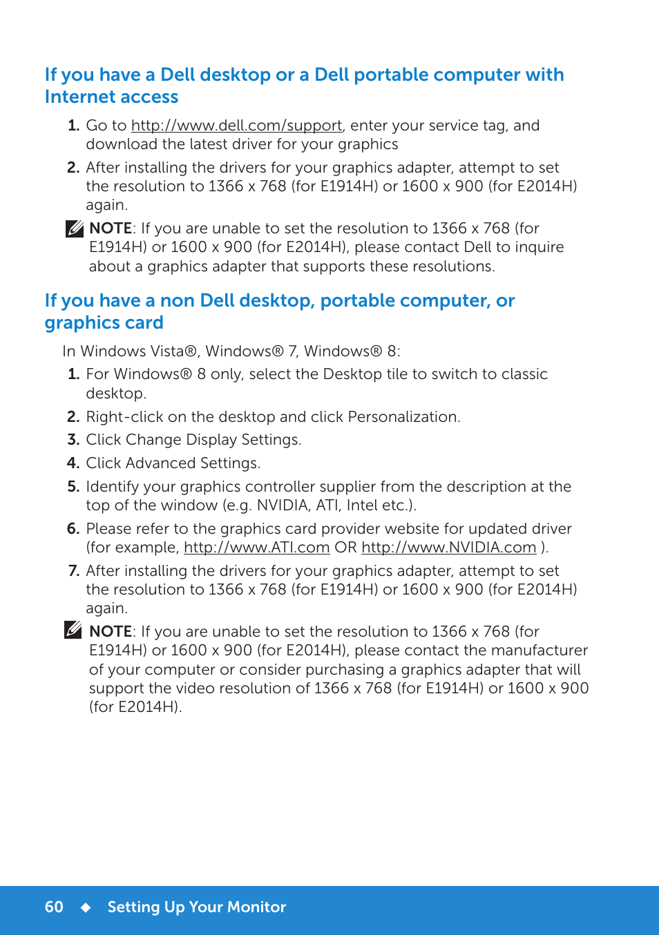 Dell E1914H Monitor User Manual | Page 60 / 81
