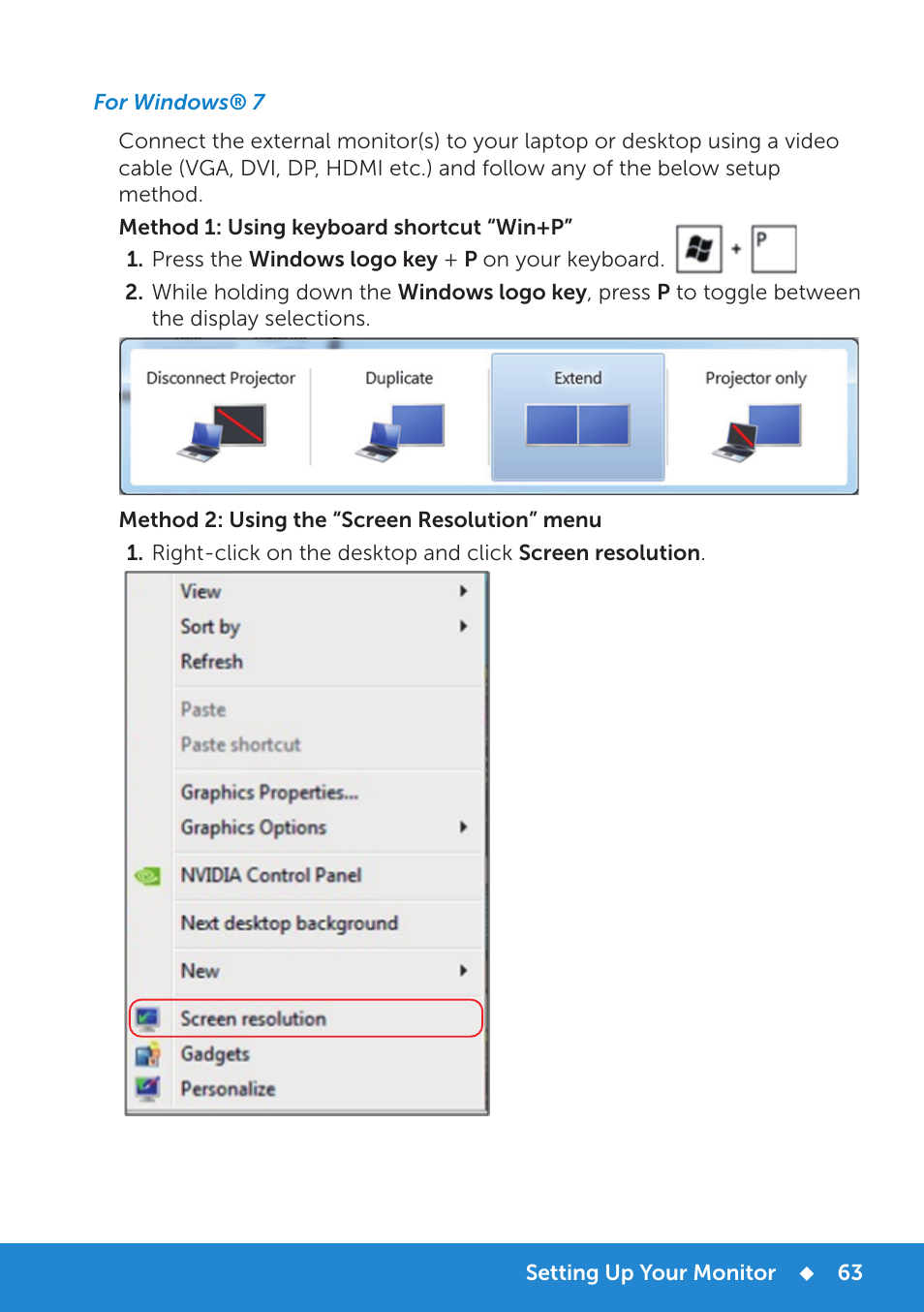 For windows® 7 | Dell E1914H Monitor User Manual | Page 63 / 81