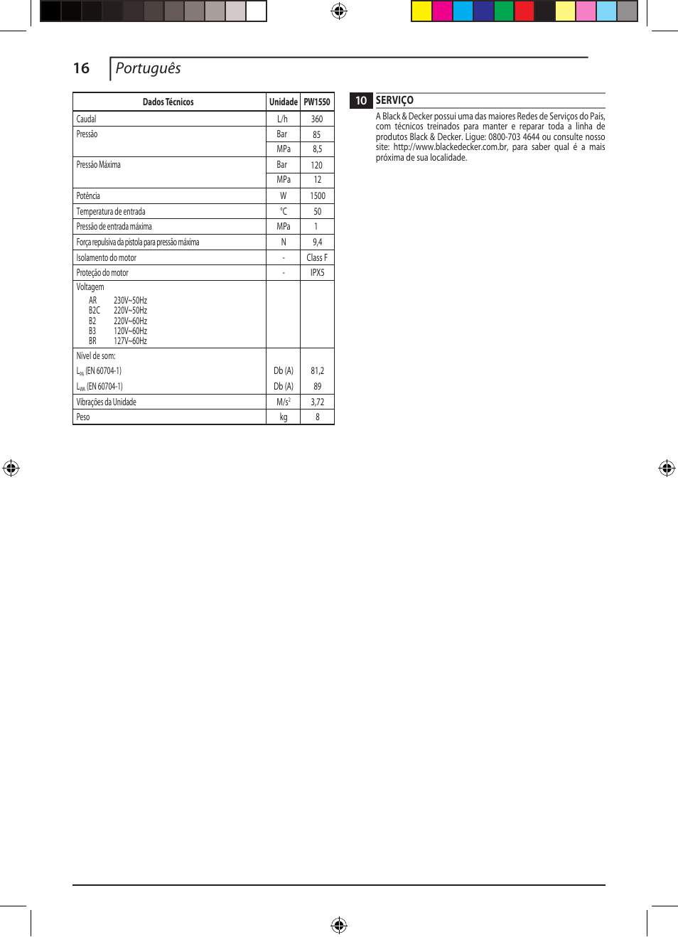 16 português | Black & Decker 662275-02 User Manual | Page 16 / 22