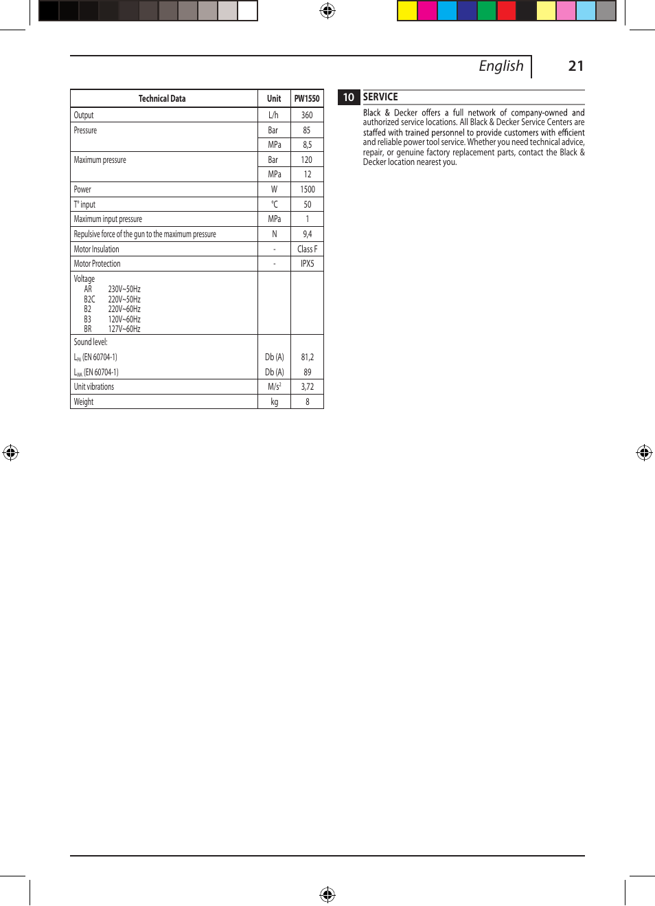 21 english | Black & Decker 662275-02 User Manual | Page 21 / 22
