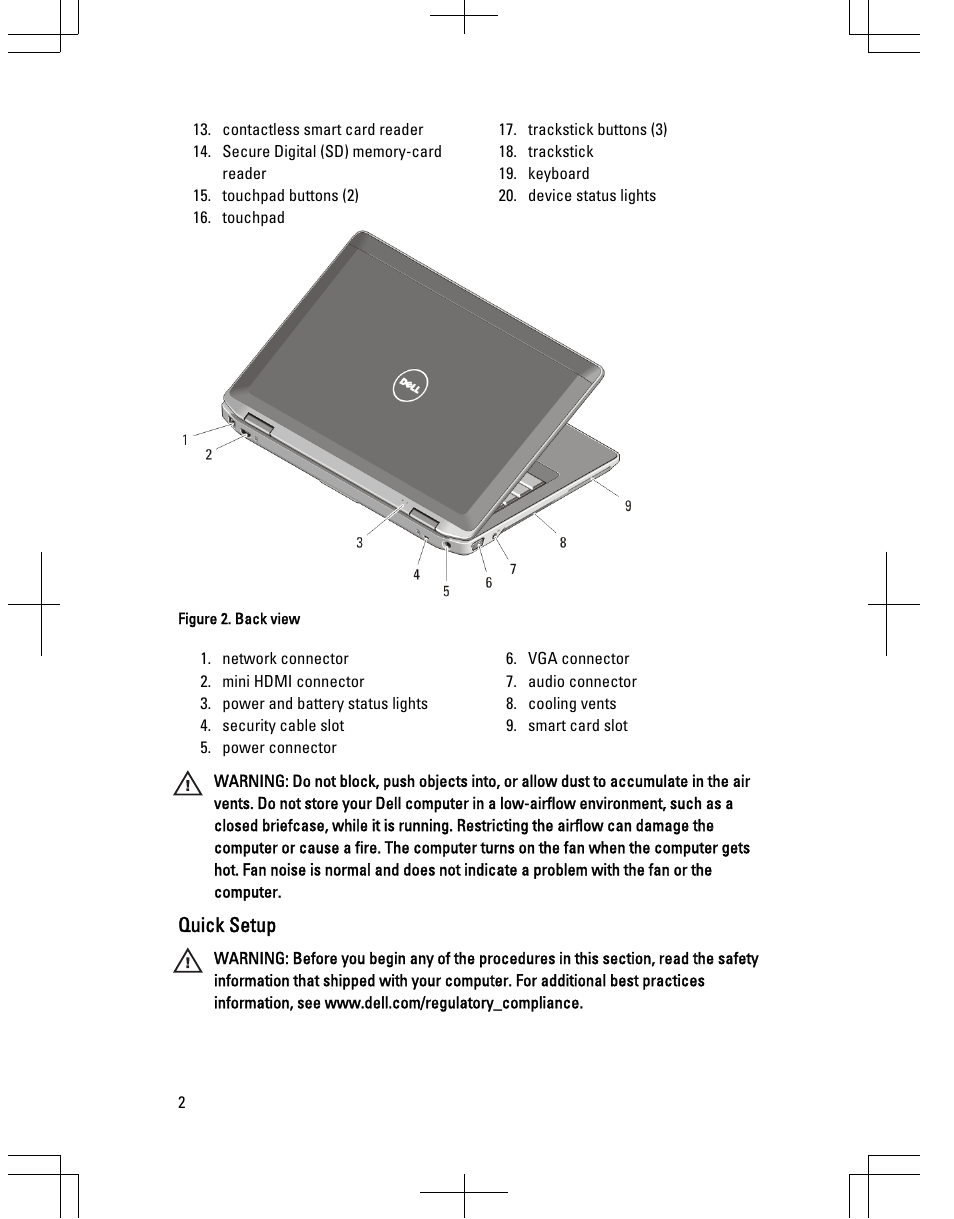 Quick setup | Dell Latitude E6320 (Early 2011) User Manual | Page 2 / 7