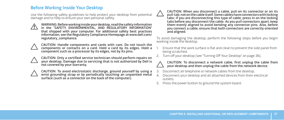 Before working inside your desktop | Dell Alienware Aurora ALX (Late 2009) User Manual | Page 37 / 68
