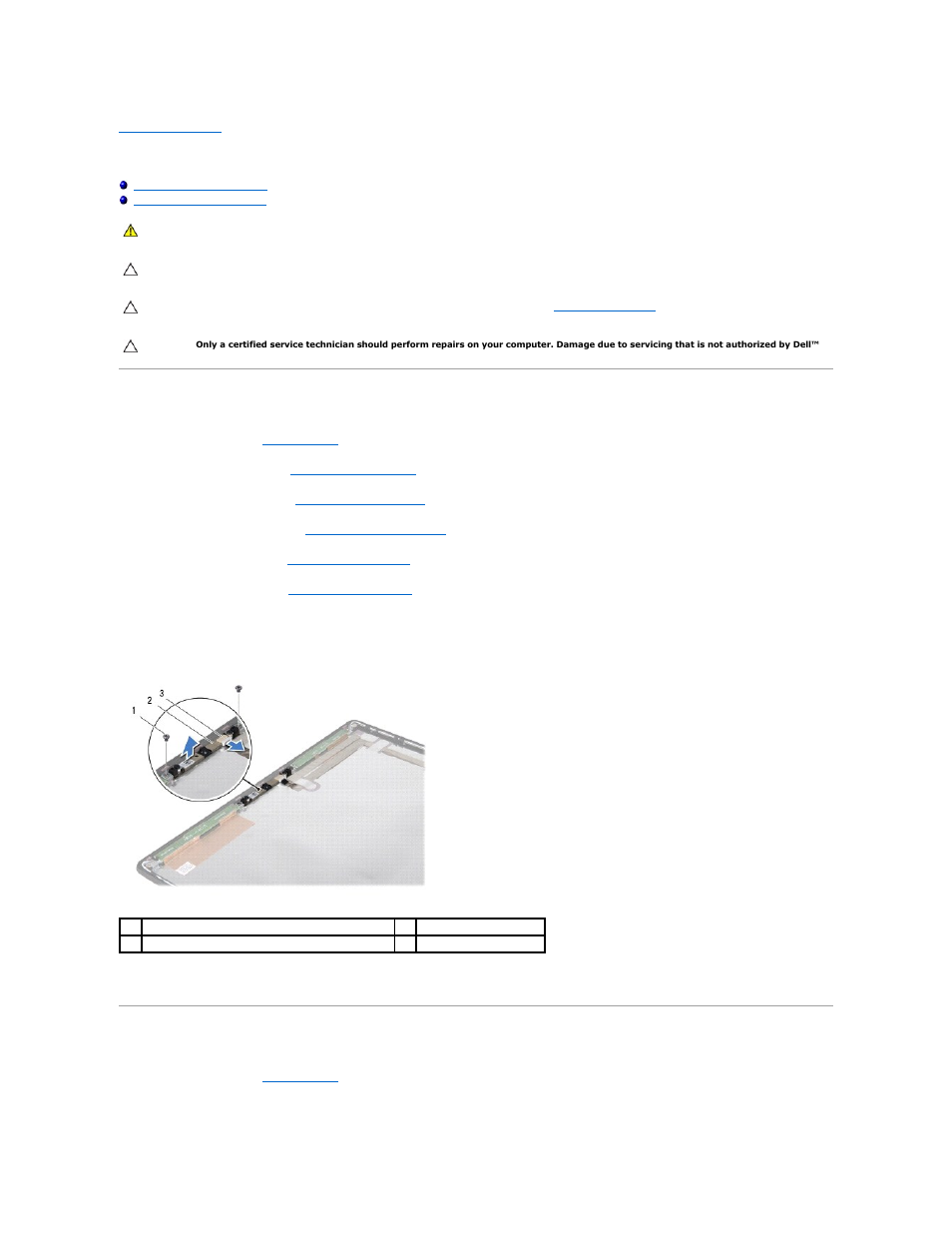 Camera module, Removing the camera module, Replacing the camera module | Dell Studio 1450 (Mid 2009) User Manual | Page 11 / 47