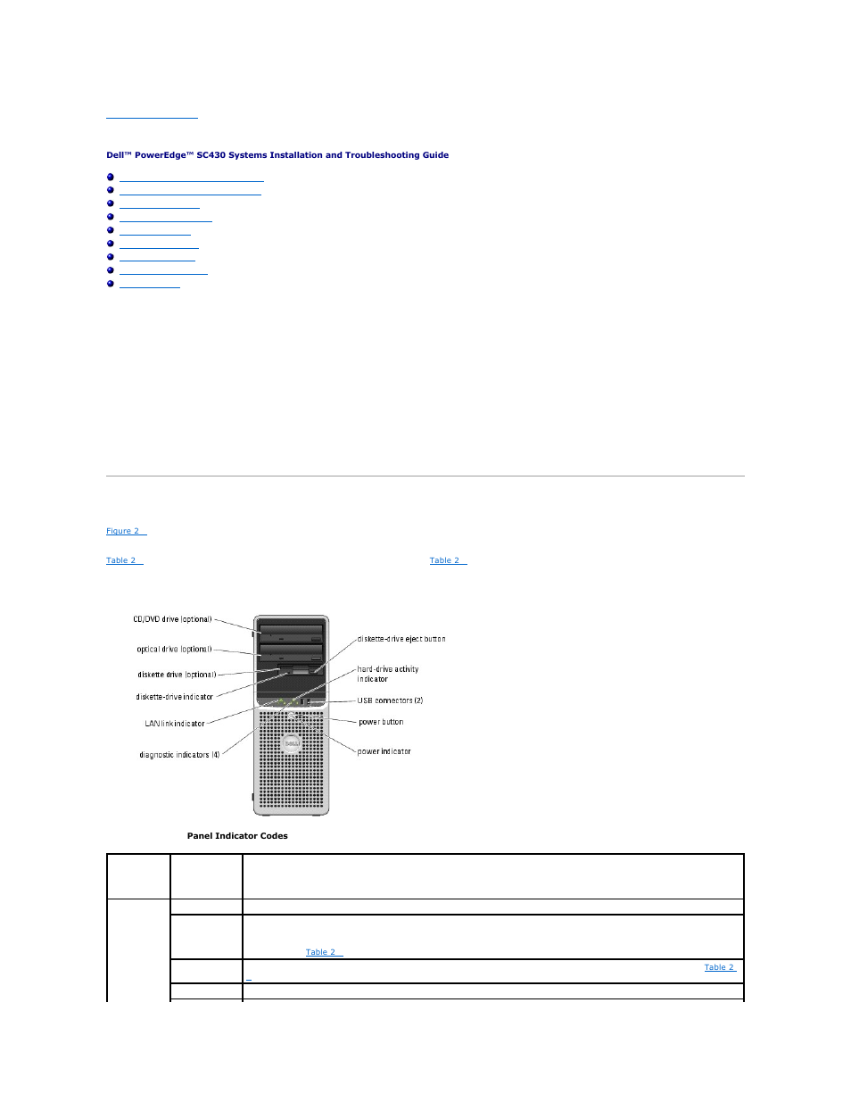 Indicators, messages, and codes, Front-panel indicators and features | Dell PowerEdge SC 430 User Manual | Page 10 / 69