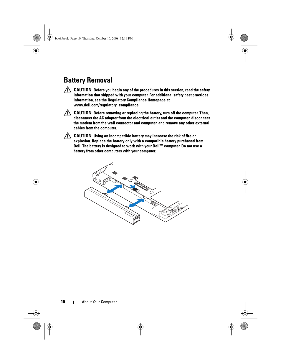 Battery removal | Dell Latitude E4300 (Late 2008) User Manual | Page 10 / 70