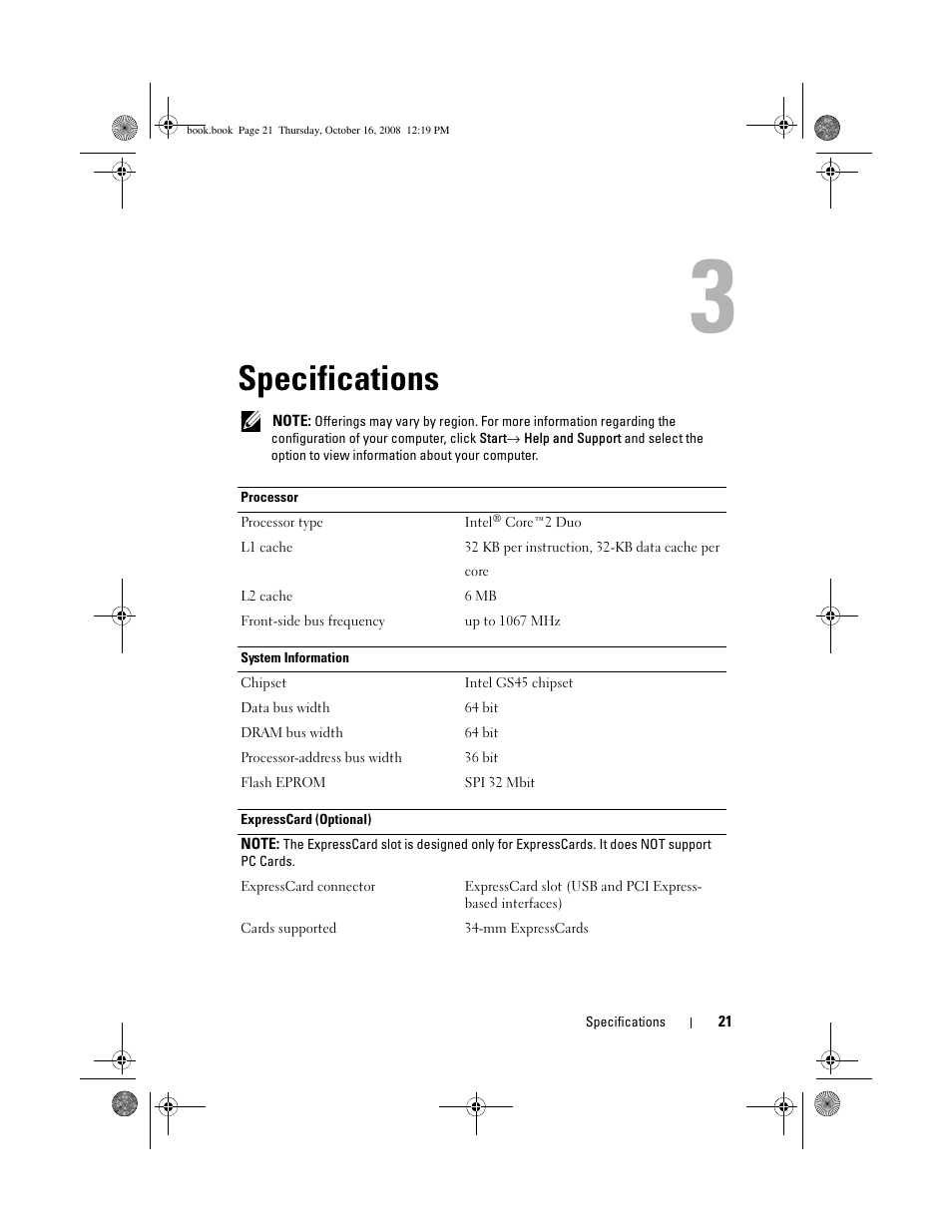Specifications | Dell Latitude E4300 (Late 2008) User Manual | Page 21 / 70