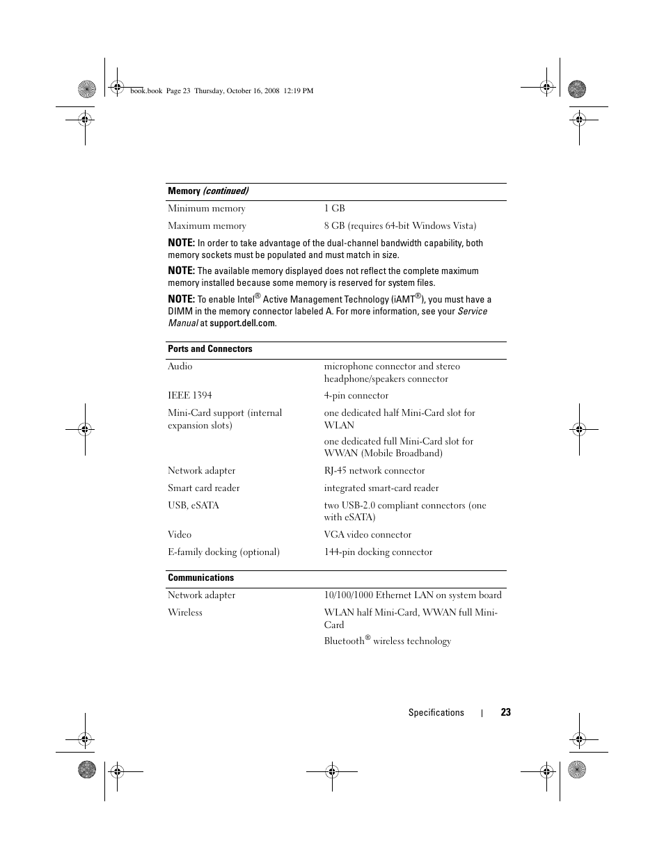 Dell Latitude E4300 (Late 2008) User Manual | Page 23 / 70