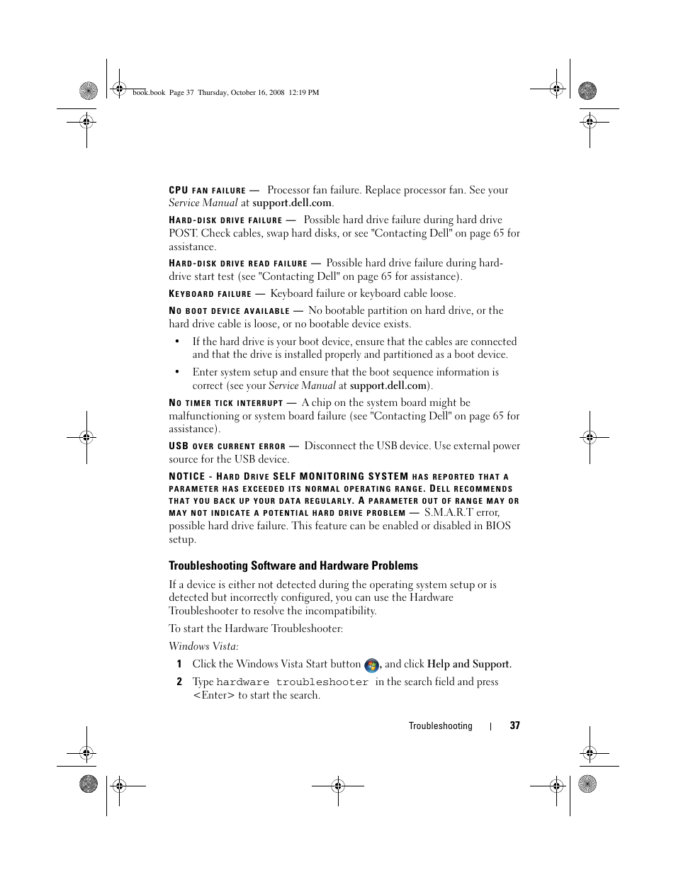 Troubleshooting software and hardware problems | Dell Latitude E4300 (Late 2008) User Manual | Page 37 / 70