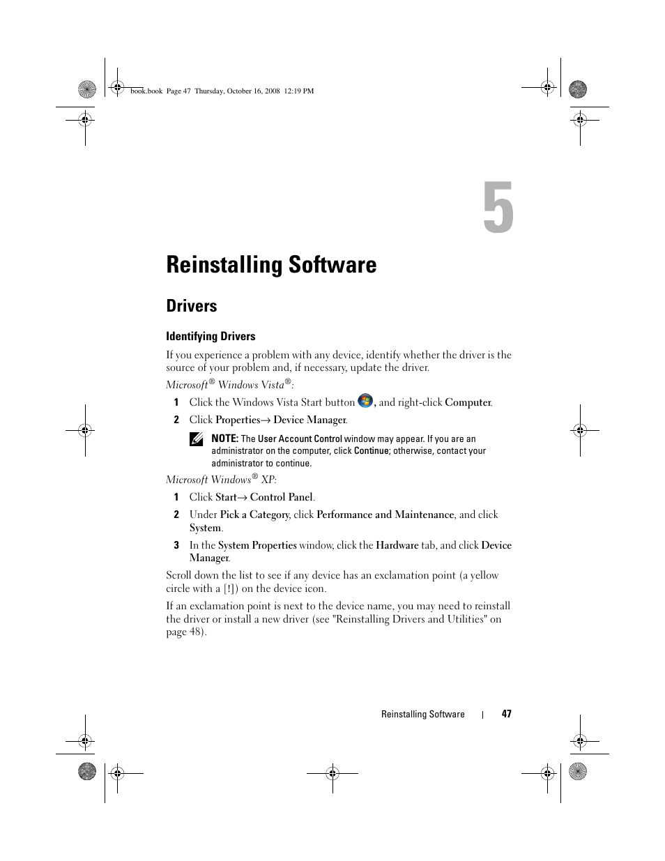 Reinstalling software, Drivers | Dell Latitude E4300 (Late 2008) User Manual | Page 47 / 70