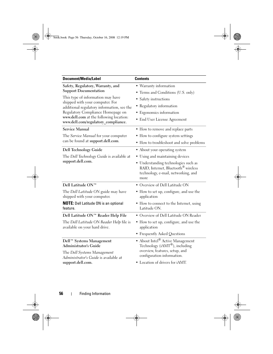 Dell Latitude E4300 (Late 2008) User Manual | Page 56 / 70