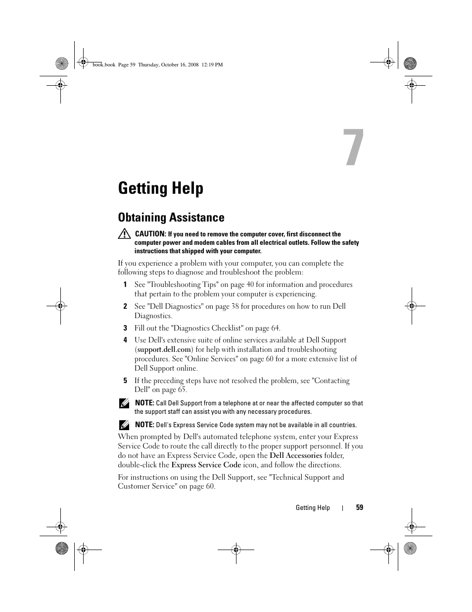 Getting help, Obtaining assistance | Dell Latitude E4300 (Late 2008) User Manual | Page 59 / 70
