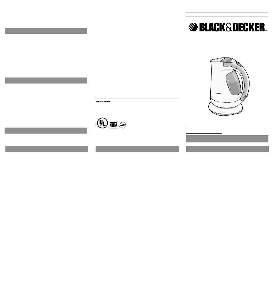 Black & Decker SMARTBOIL JKC500 User Manual | 2 pages