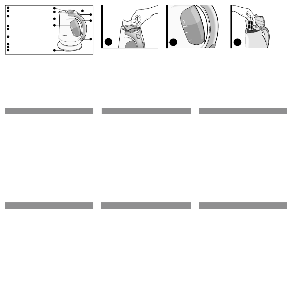 How to use-english, Care & cleaning, Como usar-español | Cuidado y limpieza utilisation-français, Entretien et nettoyage, Ab c | Black & Decker SMARTBOIL JKC500 User Manual | Page 2 / 2