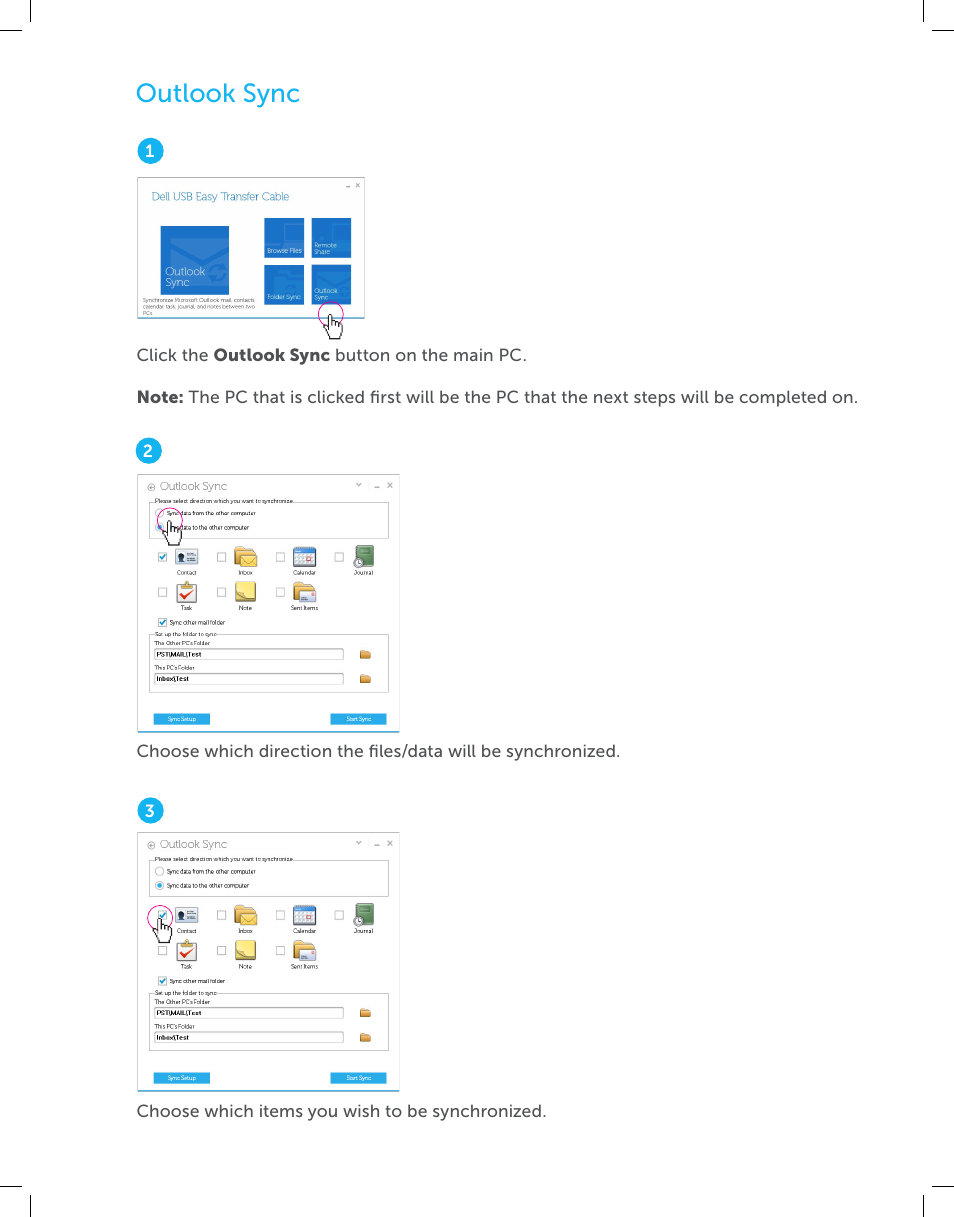 Outlook sync | Dell Cable - Easy Transfer for Windows 8 User Manual | Page 11 / 16
