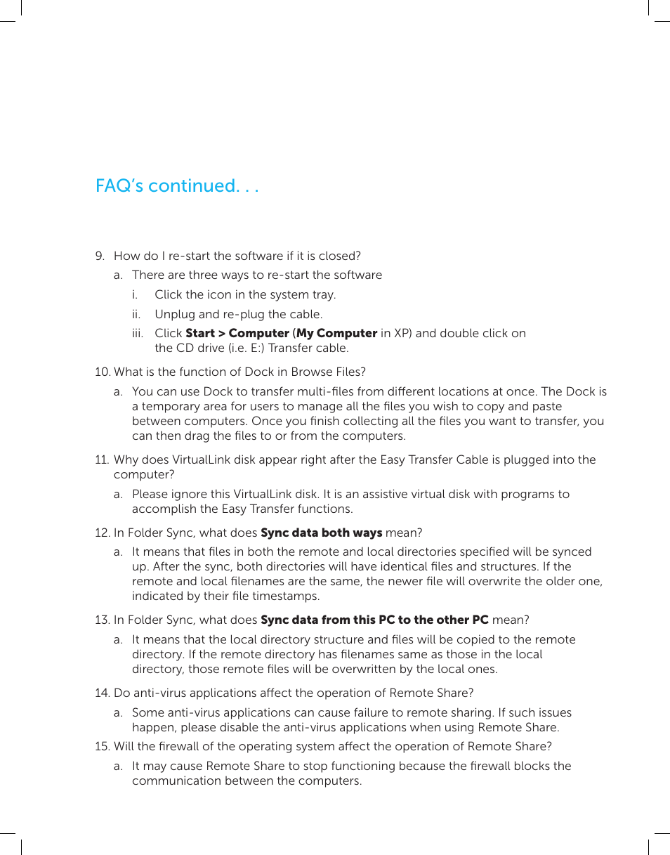 Faq’s continued | Dell Cable - Easy Transfer for Windows 8 User Manual | Page 14 / 16