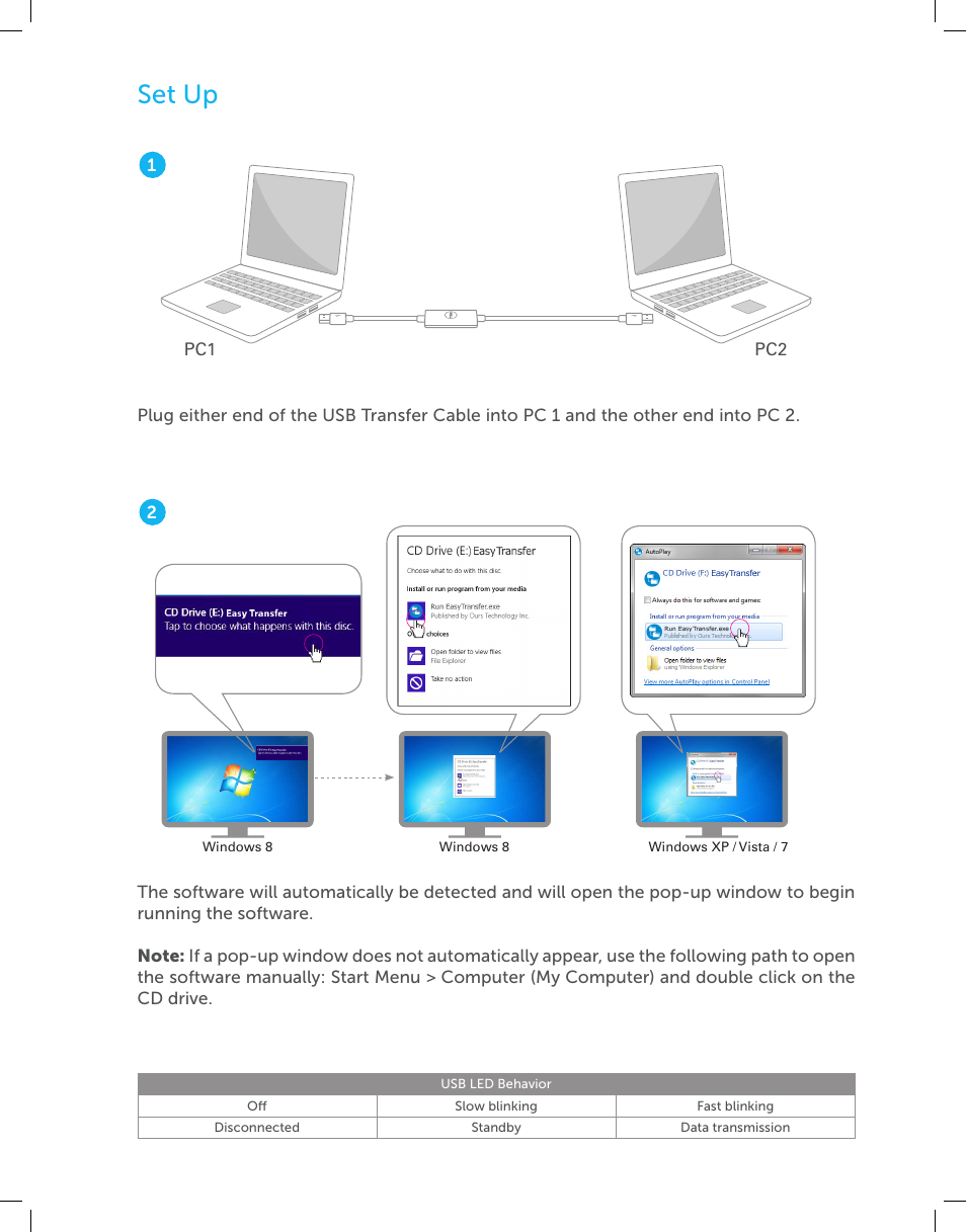 Set up | Dell Cable - Easy Transfer for Windows 8 User Manual | Page 5 / 16