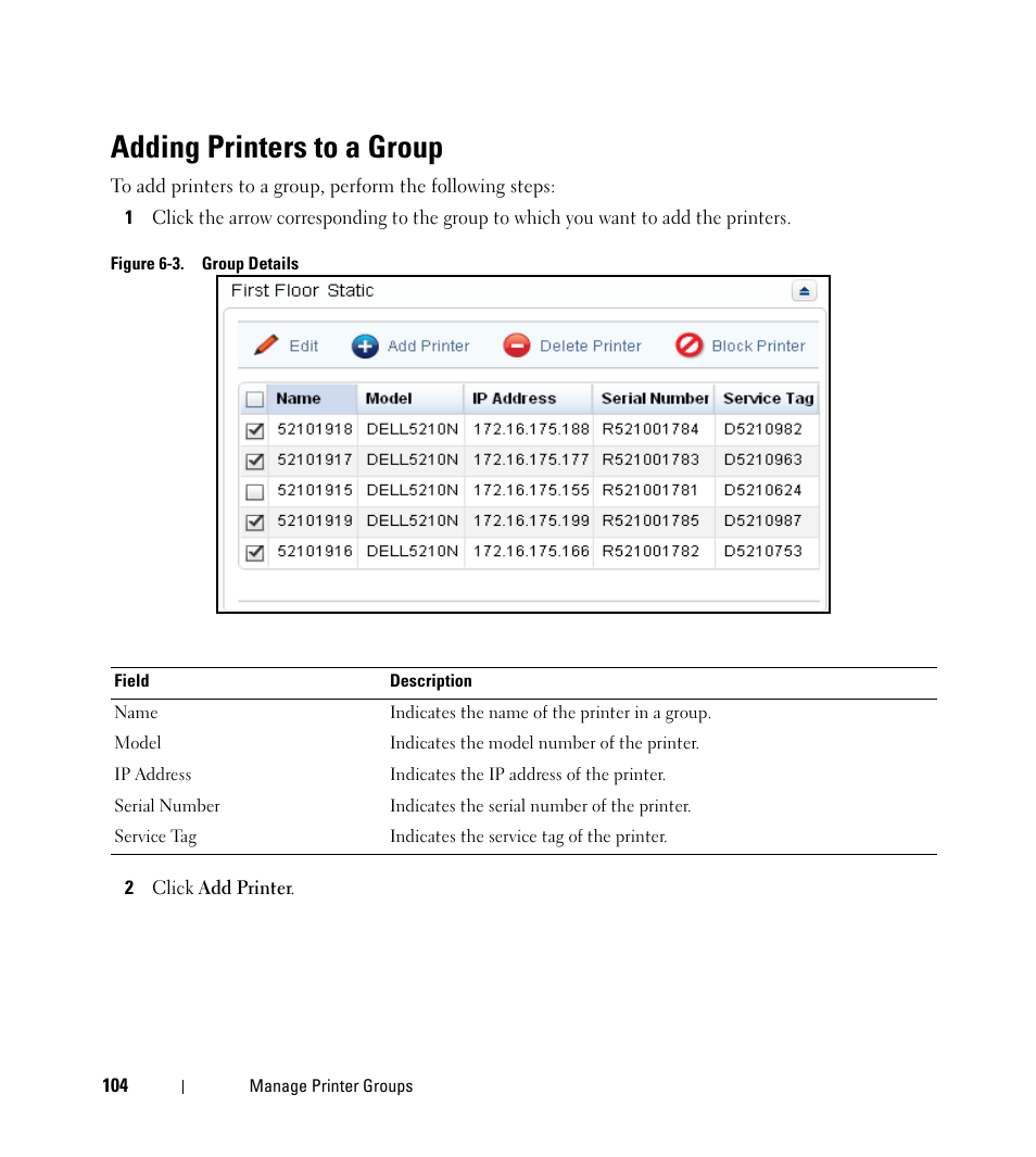 Adding printers to a group | Dell Open Manage Print Manager Software User Manual | Page 104 / 276