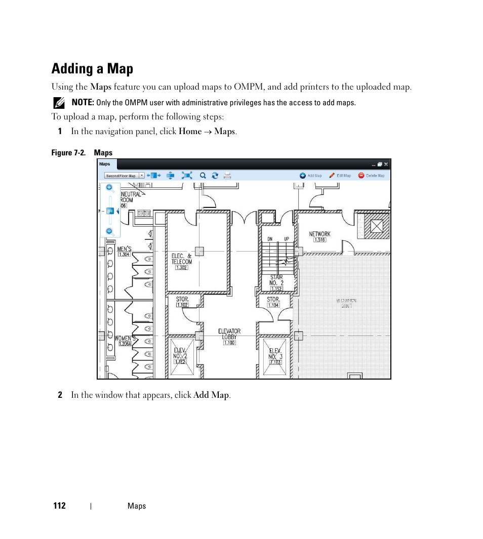 Adding a map | Dell Open Manage Print Manager Software User Manual | Page 112 / 276