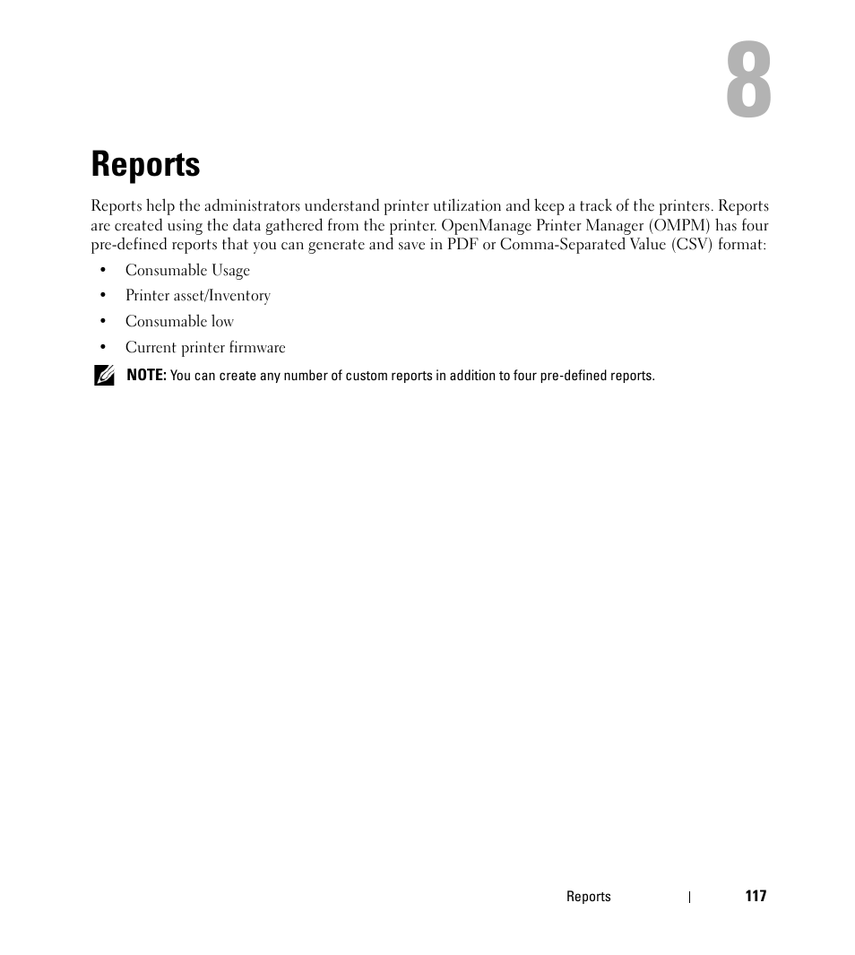 Reports | Dell Open Manage Print Manager Software User Manual | Page 117 / 276